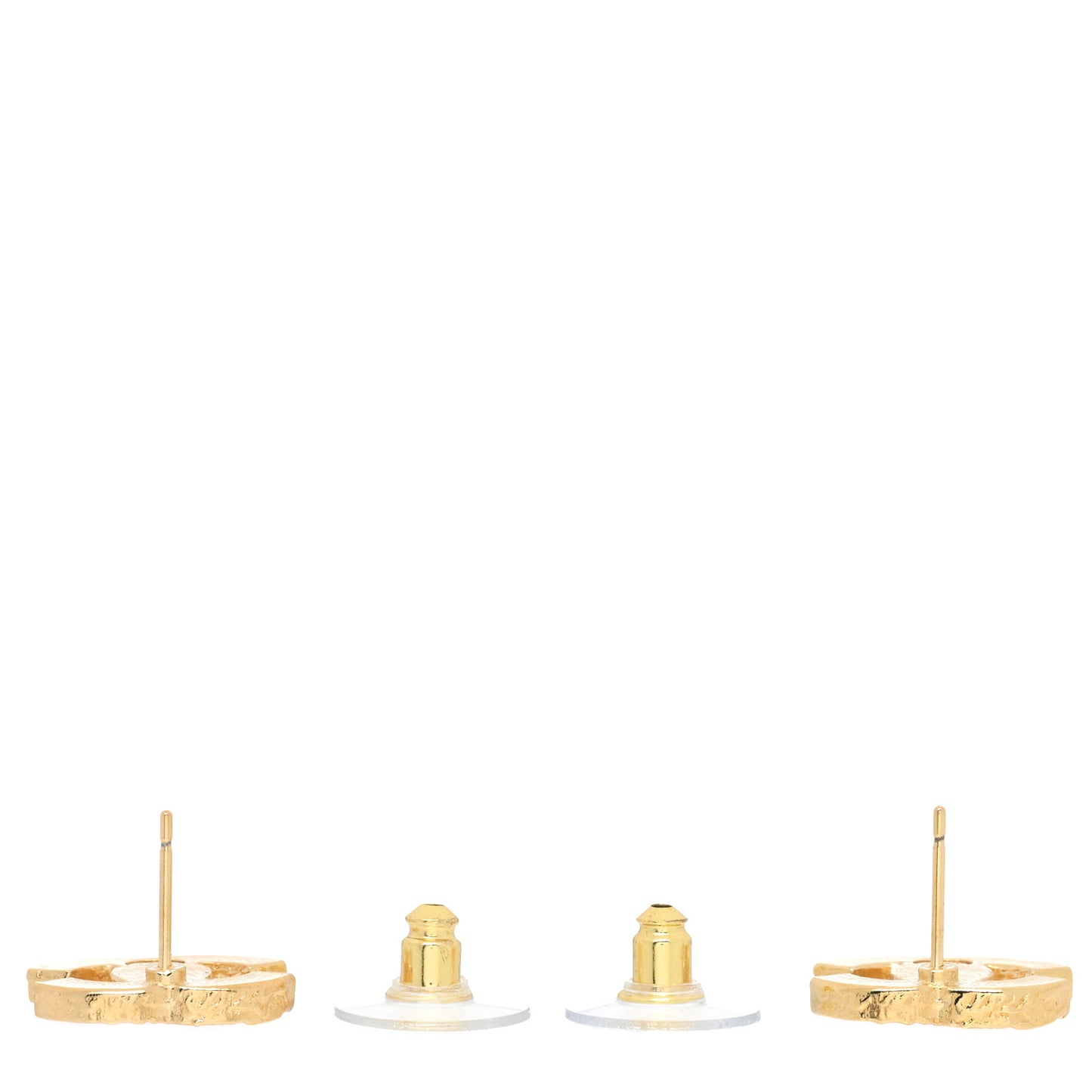 Metal Enamel CC Earrings Pink Gold