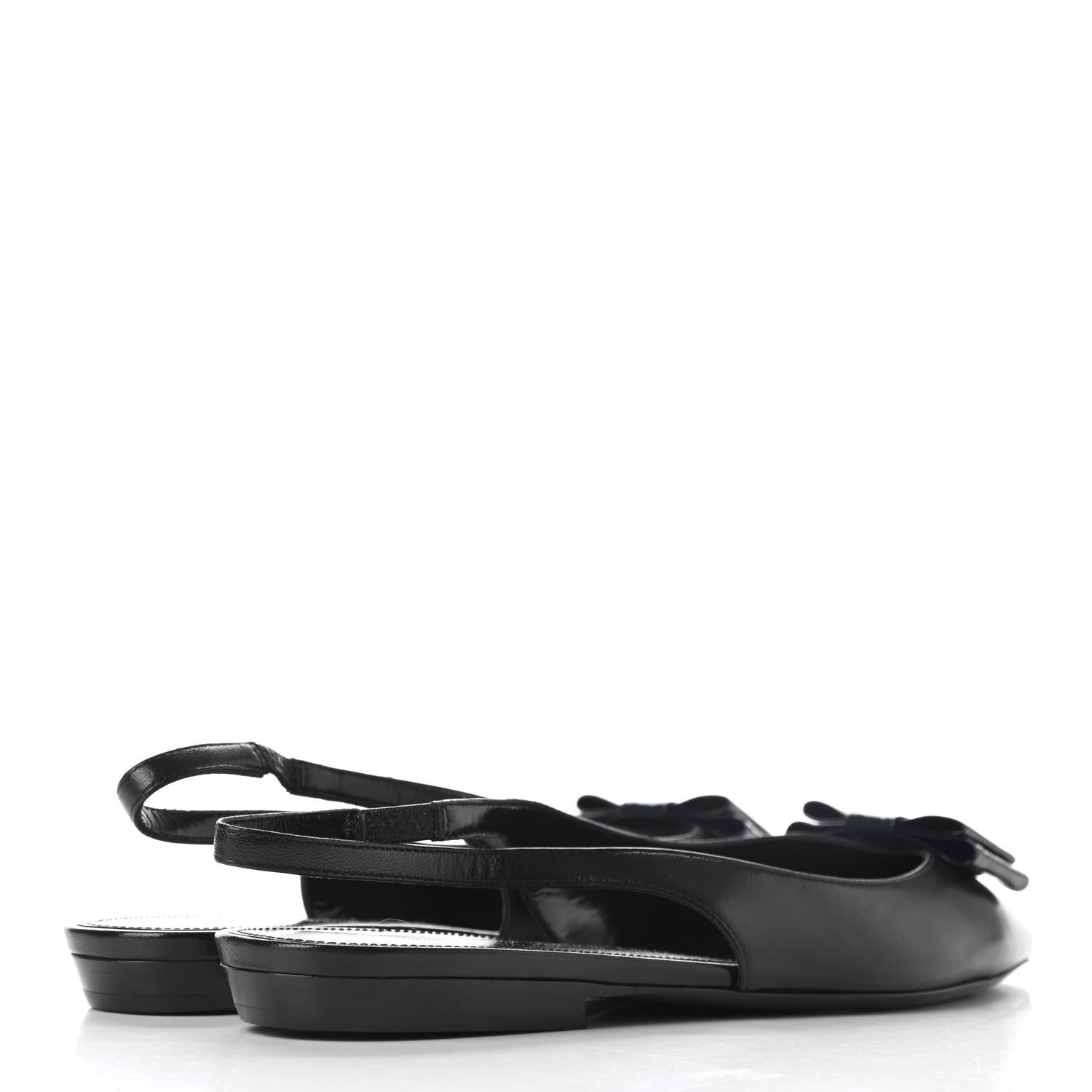 Saint Laurent Patent Smooth Lambskin Anais Slingback Flats 37 Black Navy 4 of 9