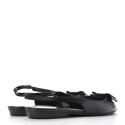 Saint Laurent Patent Smooth Lambskin Anais Slingback Flats 37 Black Navy 4 of 9