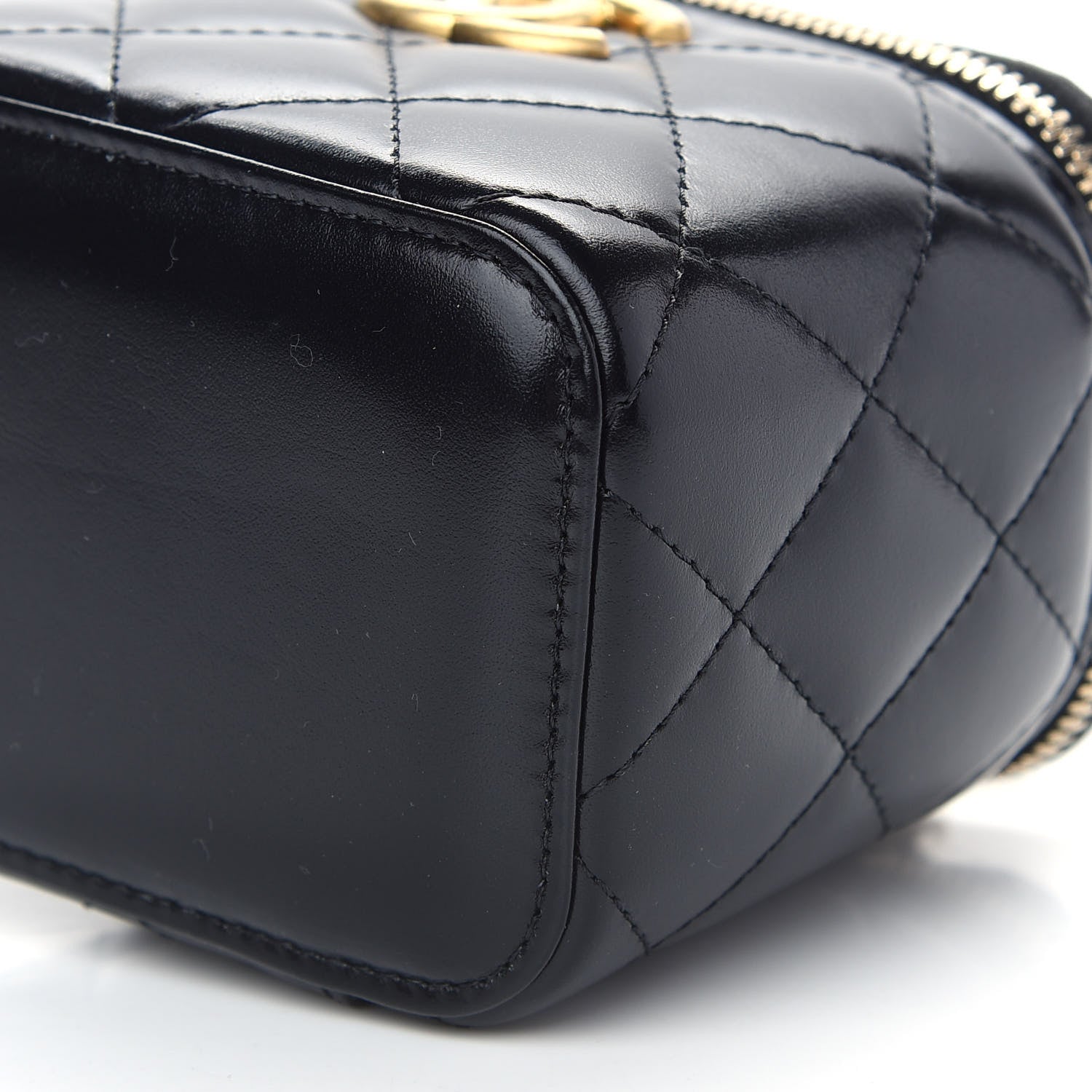 Chanel Calfskin Quilted Mini Perfect Fit Vanity Case With Chain Black 9 of 9