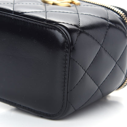Chanel Calfskin Quilted Mini Perfect Fit Vanity Case With Chain Black 9 of 9