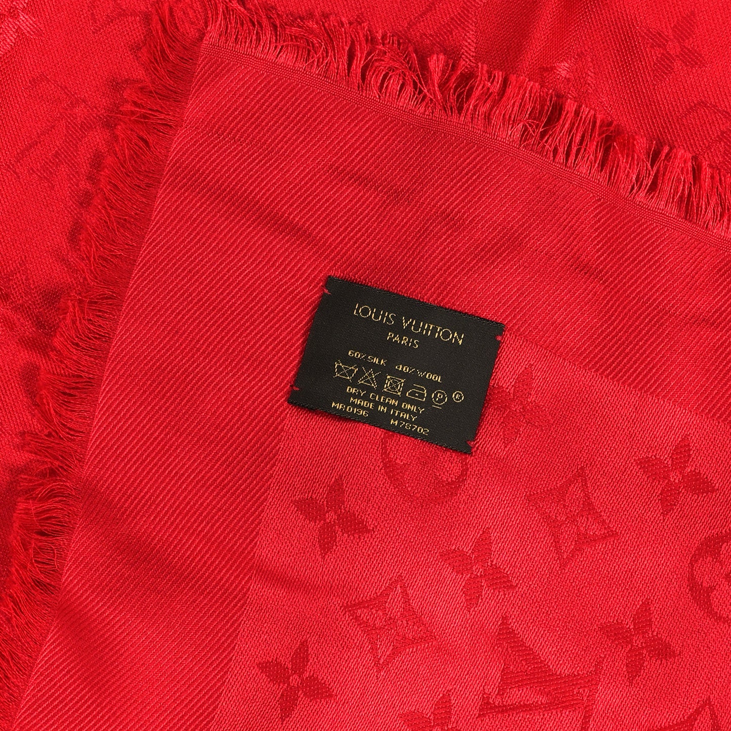 Silk Wool Monogram Shawl Pomme D'Amour