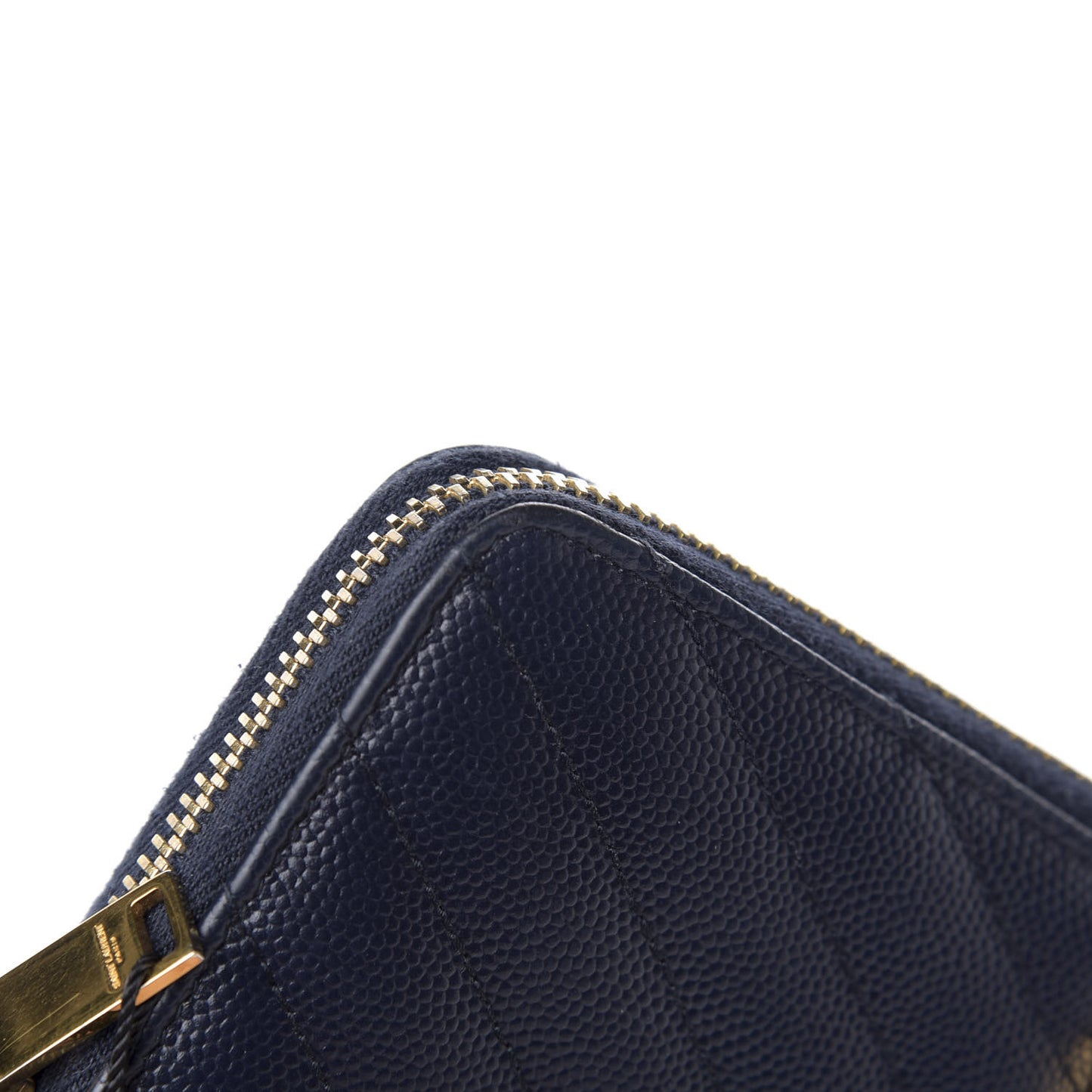 Grain De Poudre Matelasse Chevron Monogram Zip Around Wallet Navy