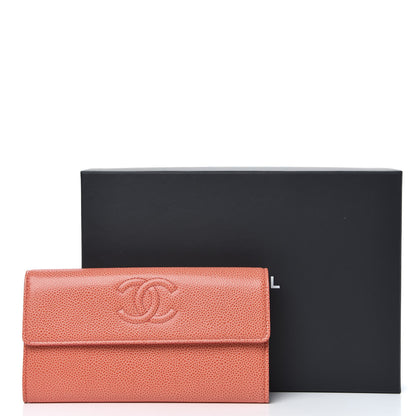 Chanel Caviar Timeless CC Large Gusset Flap Wallet Orange 11 of 11