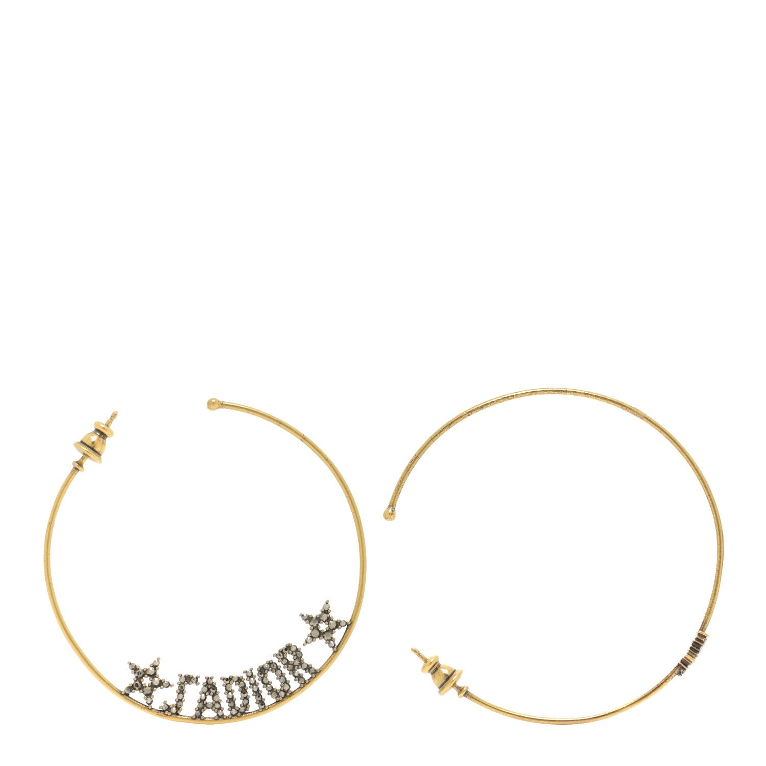 Christian Dior Metal Crystal J'Adior Hoop Earrings Aged Gold 1 of 5