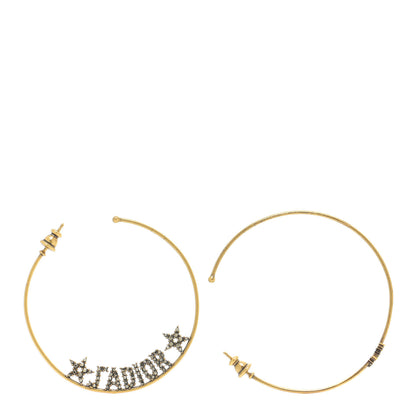 Christian Dior Metal Crystal J'Adior Hoop Earrings Aged Gold 1 of 5