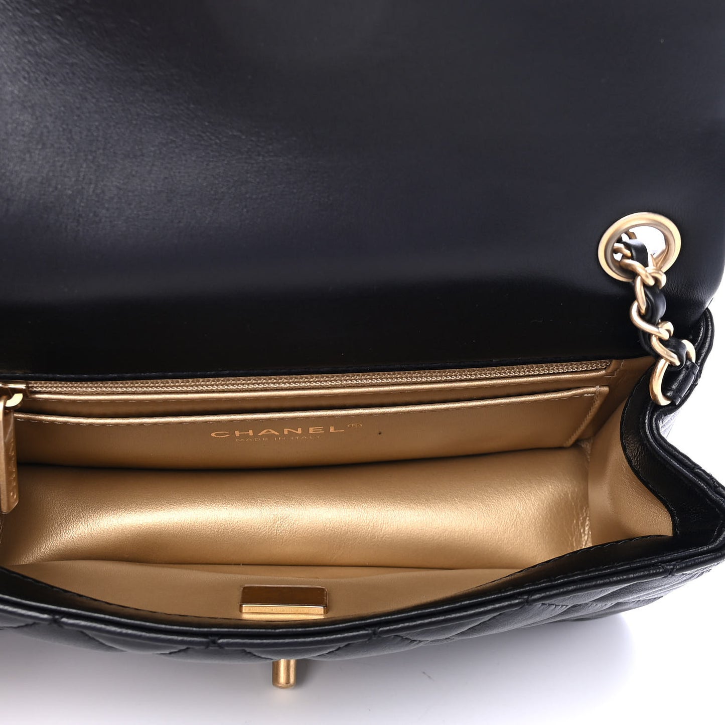 Lambskin Quilted Mini Rectangular Pearl Crush Flap Black
