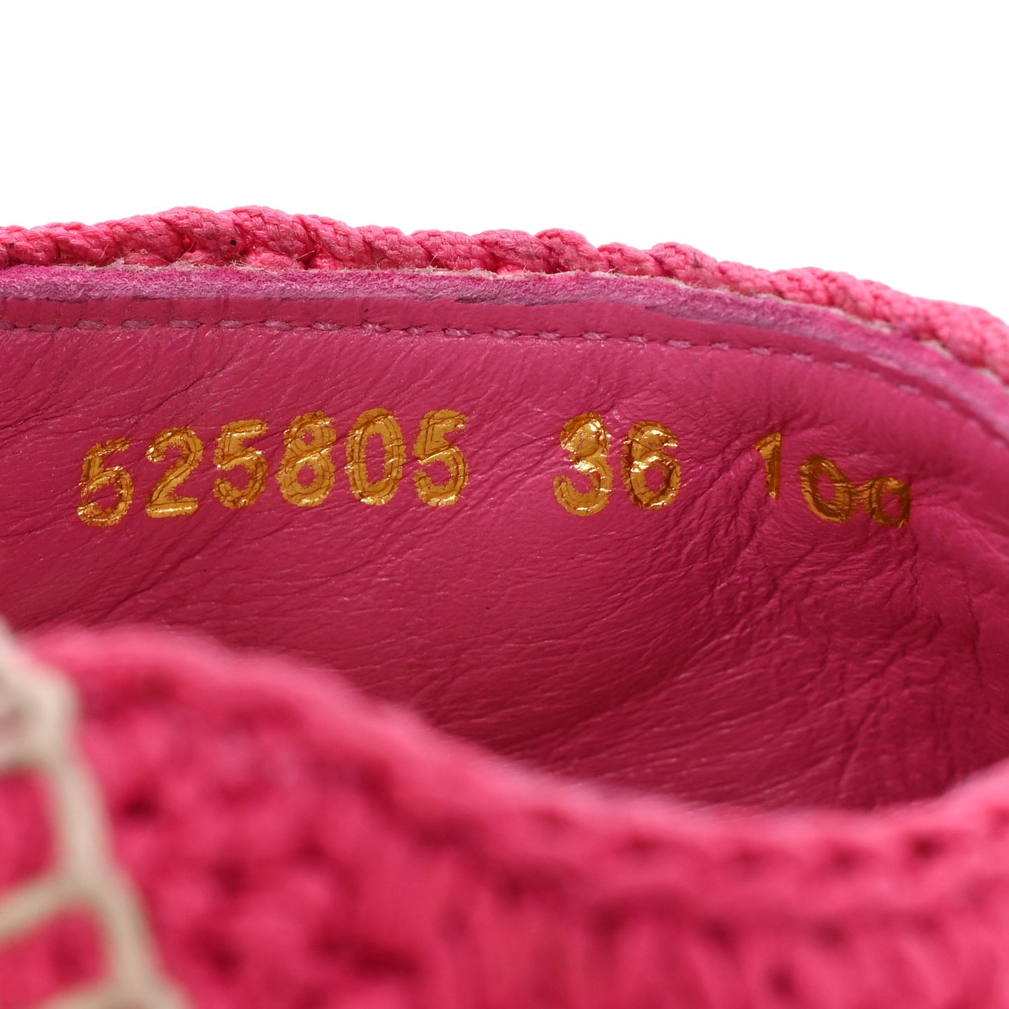 Cotton Crochet Pearly GG Ankle Wrap Platform Espadrille Wedges 36 Cyclamen Rose