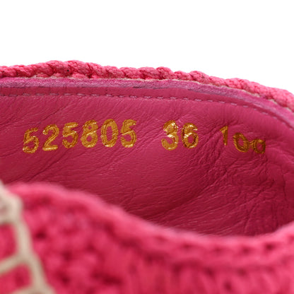Gucci Cotton Crochet Pearly GG Ankle Wrap Platform Espadrille Wedges 36 Cyclamen Rose 8 of 12