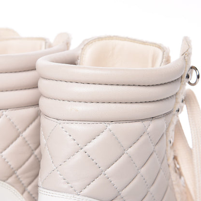 Chanel Tweed Patent Lambskin Quilted Lace Up Boots 38.5 Ivory Black 21 of 22