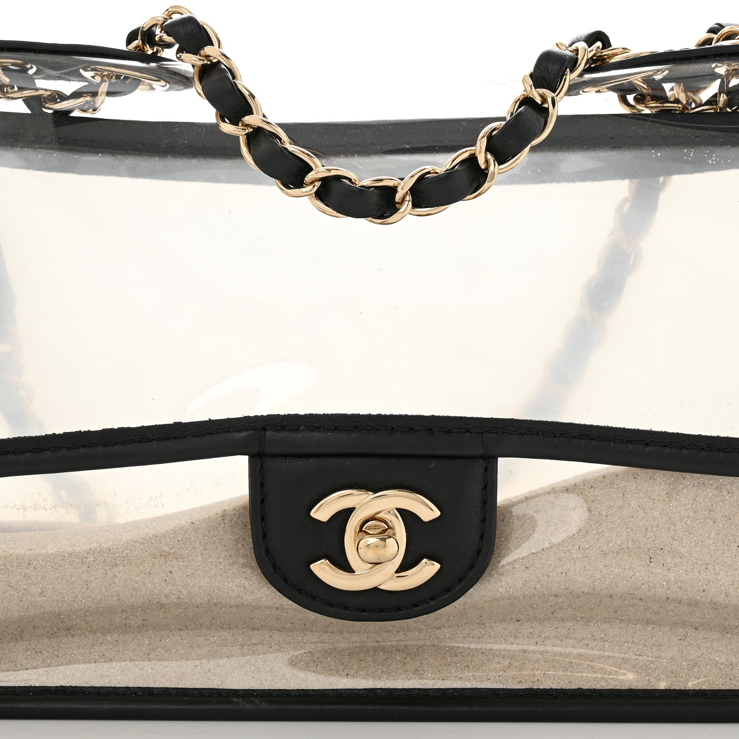 Chanel Lambskin PVC Sand By The Sea Flap With Pearl Strap Black 8 of 12