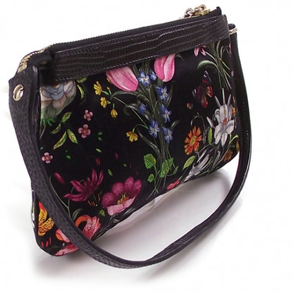 Gucci Silk Flower Garden Bumble Bee Charm Pochette Black 3 of 11