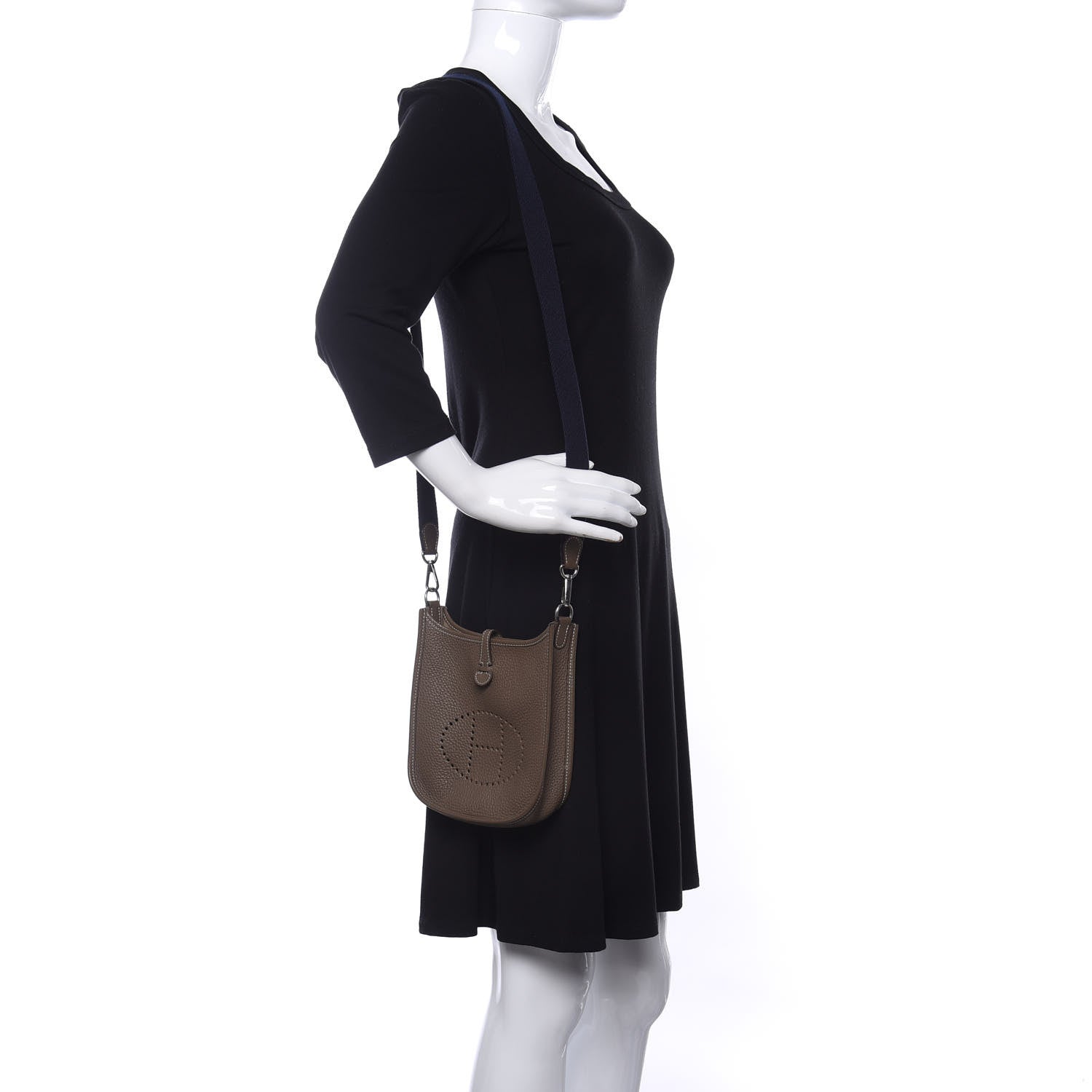 Hermes Taurillon Clemence Amazone Evelyne TPM Etoupe Bleu Indigo 2 of 10