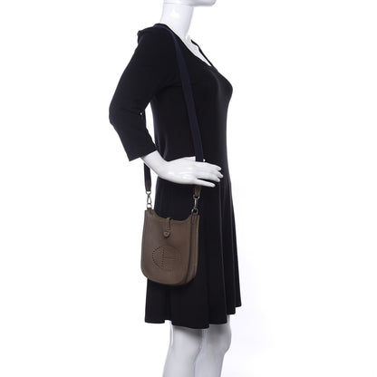 Hermes Taurillon Clemence Amazone Evelyne TPM Etoupe Bleu Indigo 2 of 10