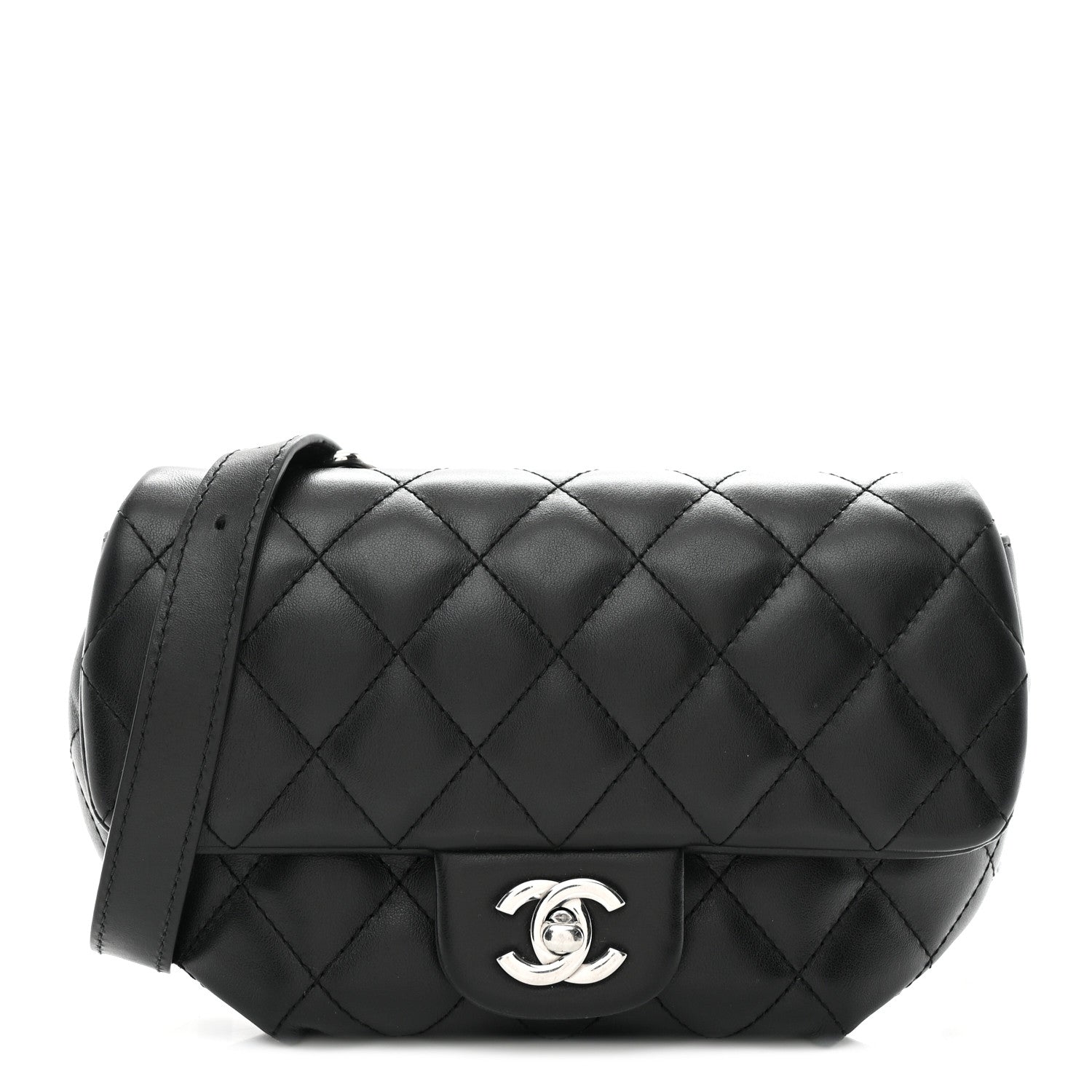 Chanel Calfskin Quilted CC Uniform Flap Belt Bag Black 1 of 11