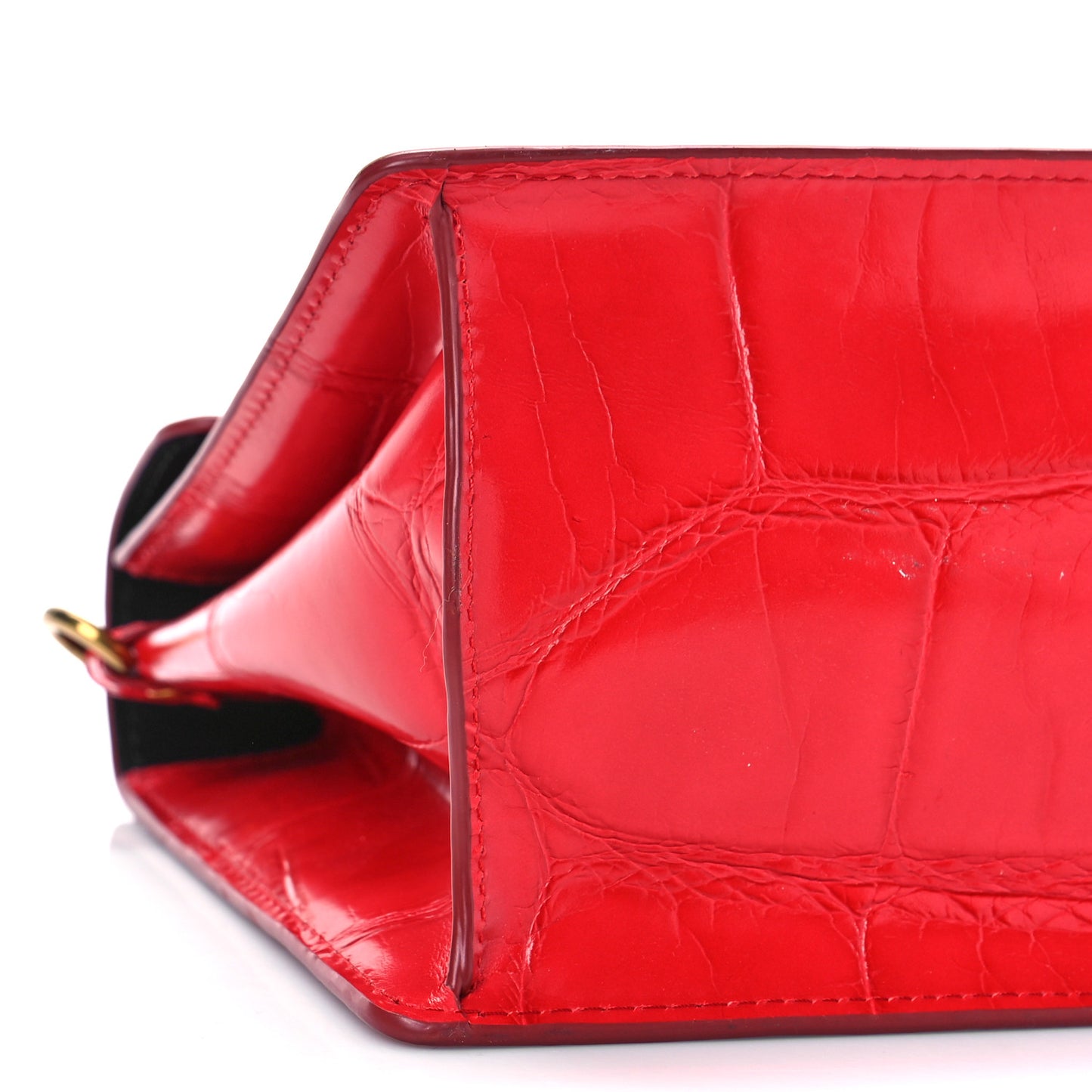 Calfskin Crocodile Embossed Uptown Shoulder Bag Flame