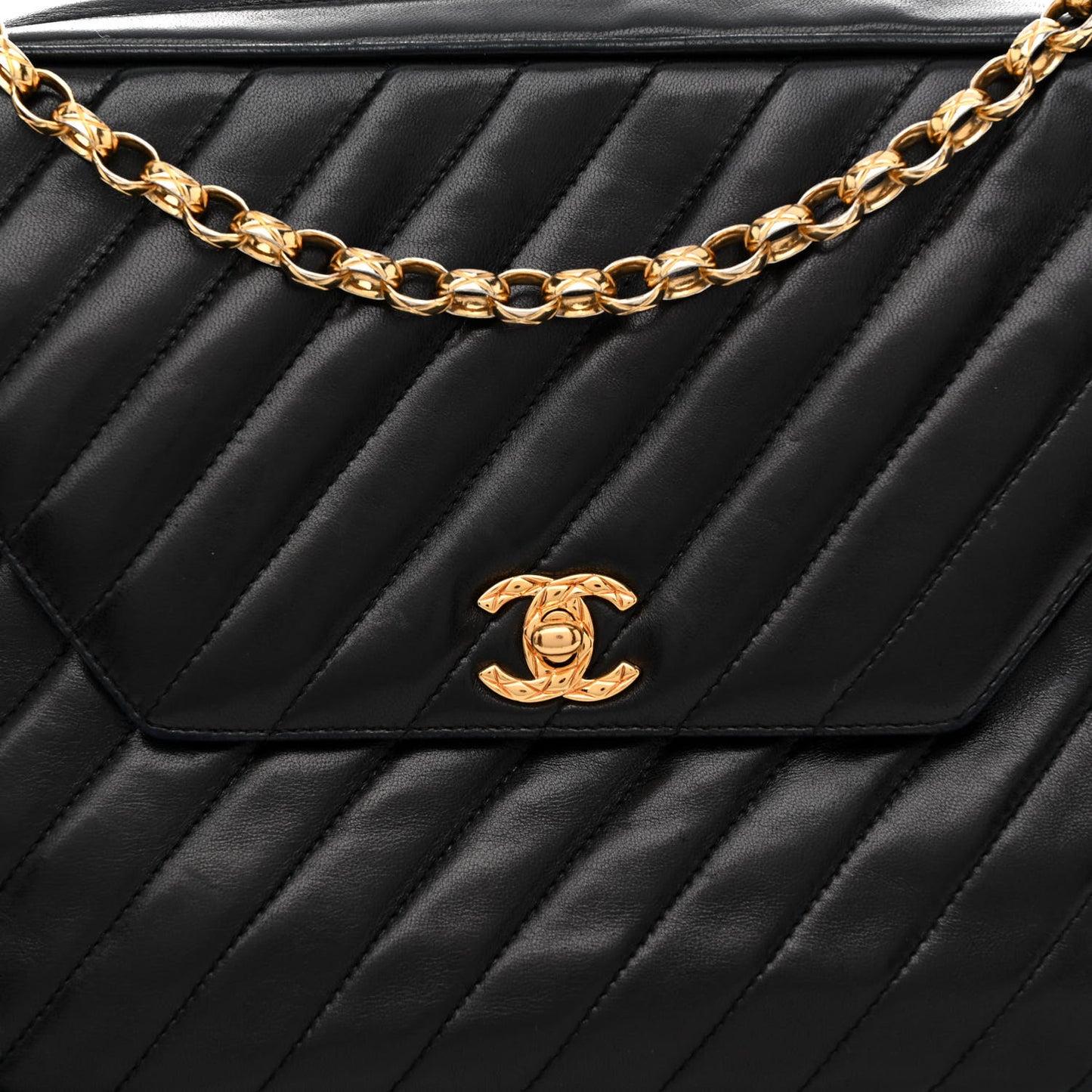 Lambskin Diagonal Quilted Tassel Camera Bag Black