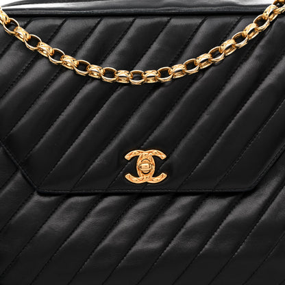Chanel Lambskin Diagonal Quilted Tassel Camera Bag Black 7 of 9