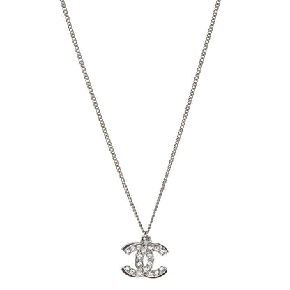 Chanel Crystal CC Necklace Silver 1 of 7