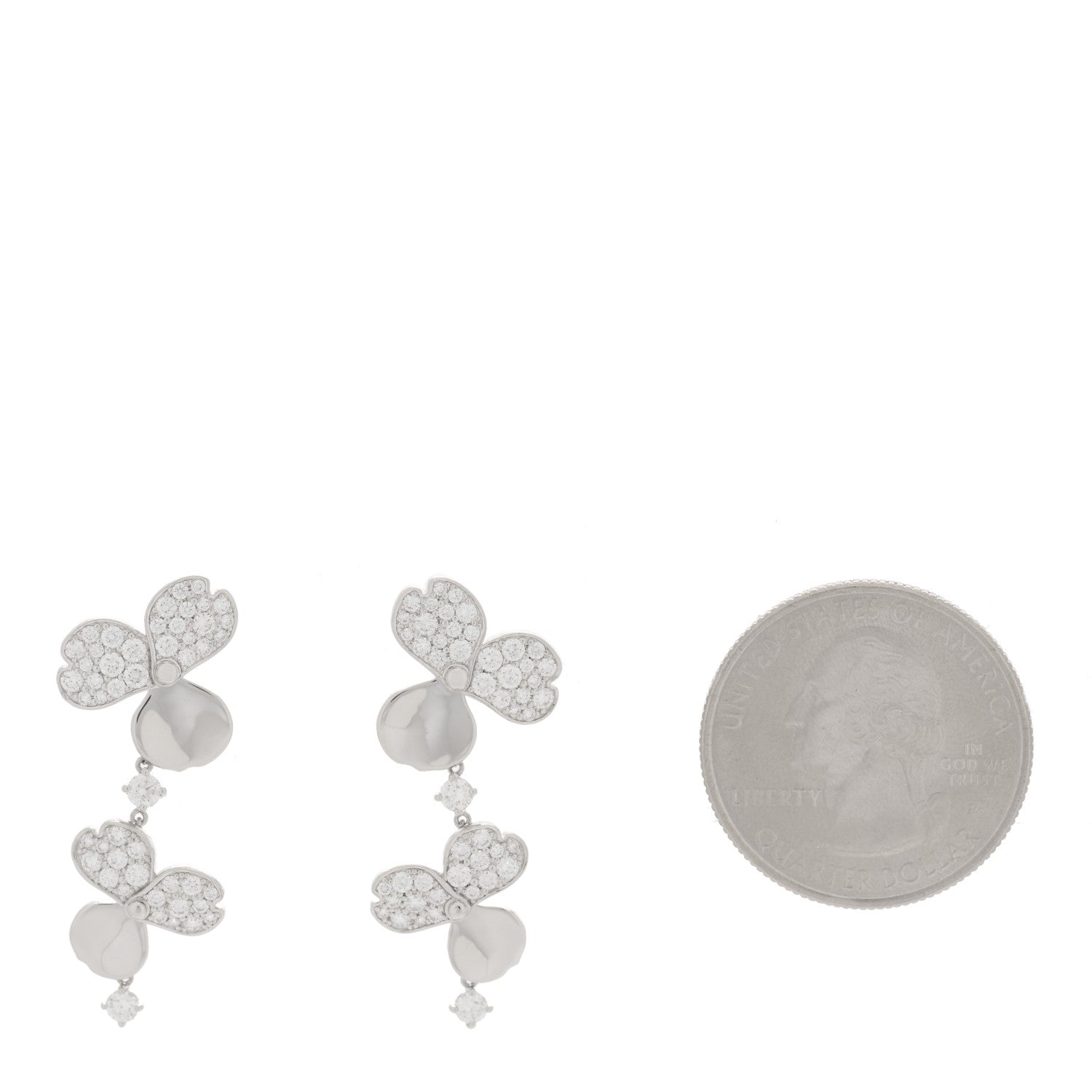 Tiffany Platinum Diamond Paper Flowers Cluster Drop Earrings 2 of 4