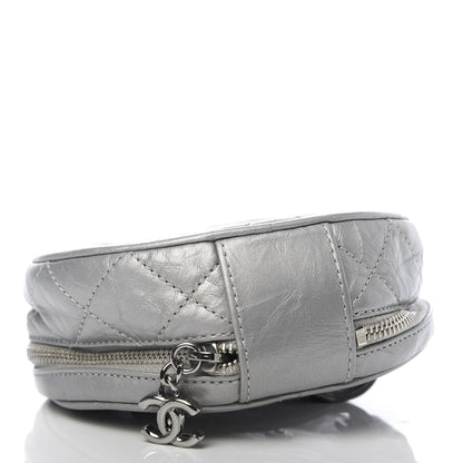 Chanel Metallic Aged Calfskin Quilted Round Bag Silver 4 of 6