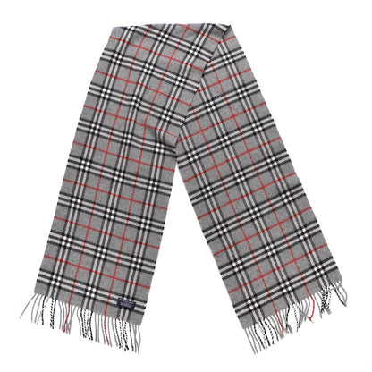 Burberry Lambswool House Check Fringe Scarf Grey 4 of 4