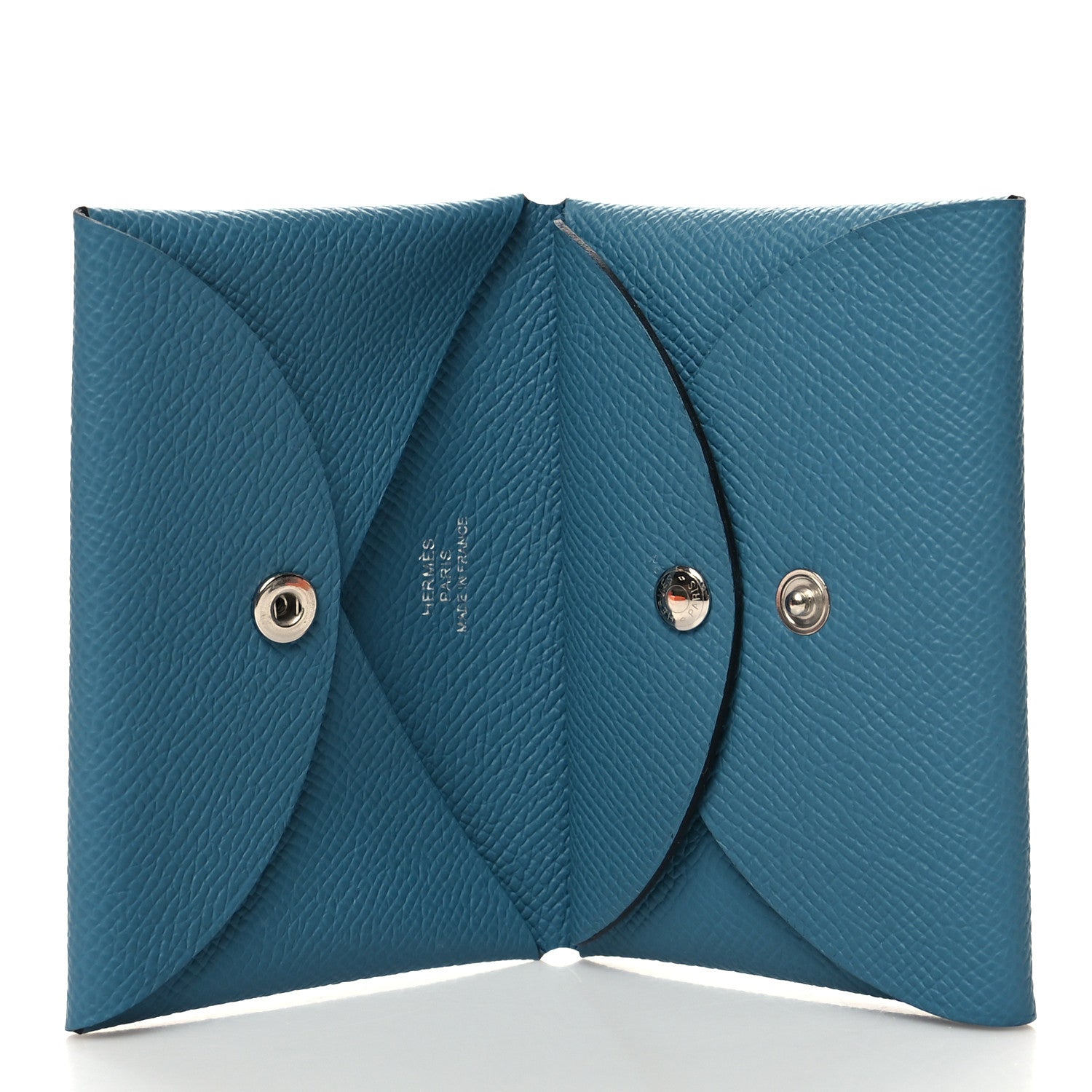 Hermes Epsom Calvi Duo Card Case Blue Jean 5 of 10