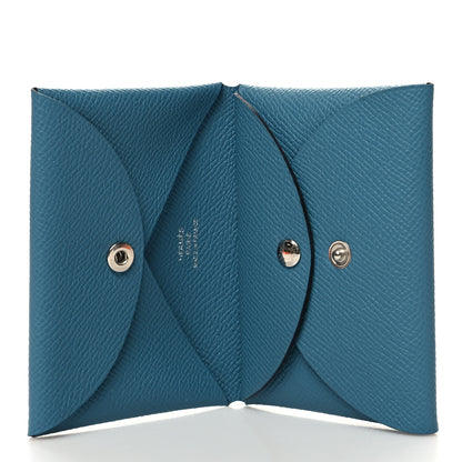 Hermes Epsom Calvi Duo Card Case Blue Jean 5 of 10
