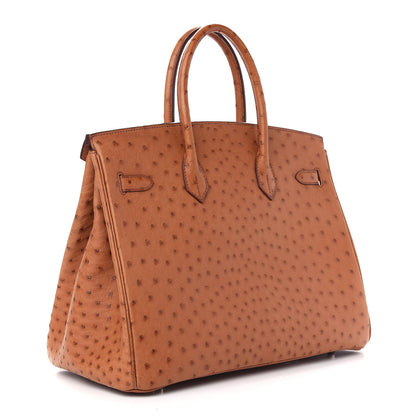 Hermes Ostrich Birkin 35 Gold 3 of 12