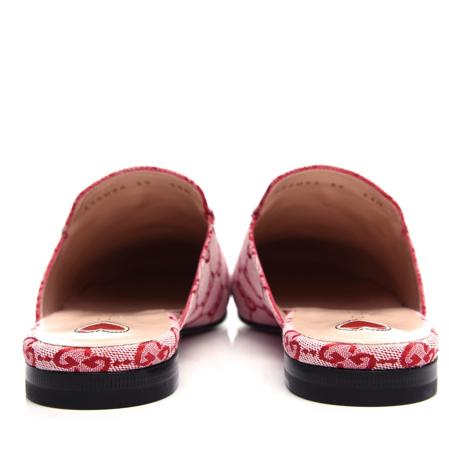Canvas GG Monogram Horsebit Womens Princetown Slippers 39 Gardenia Hibiscus Red