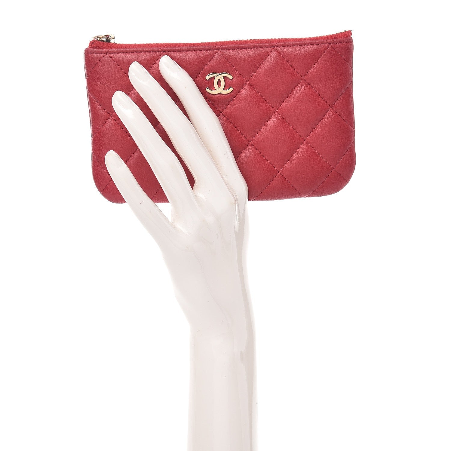 Chanel Lambskin Quilted Small Cosmetic Case Dark Pink 2 of 9