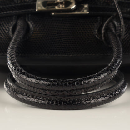 Hermes Shiny Lizard Birkin 25 Black 12 of 22