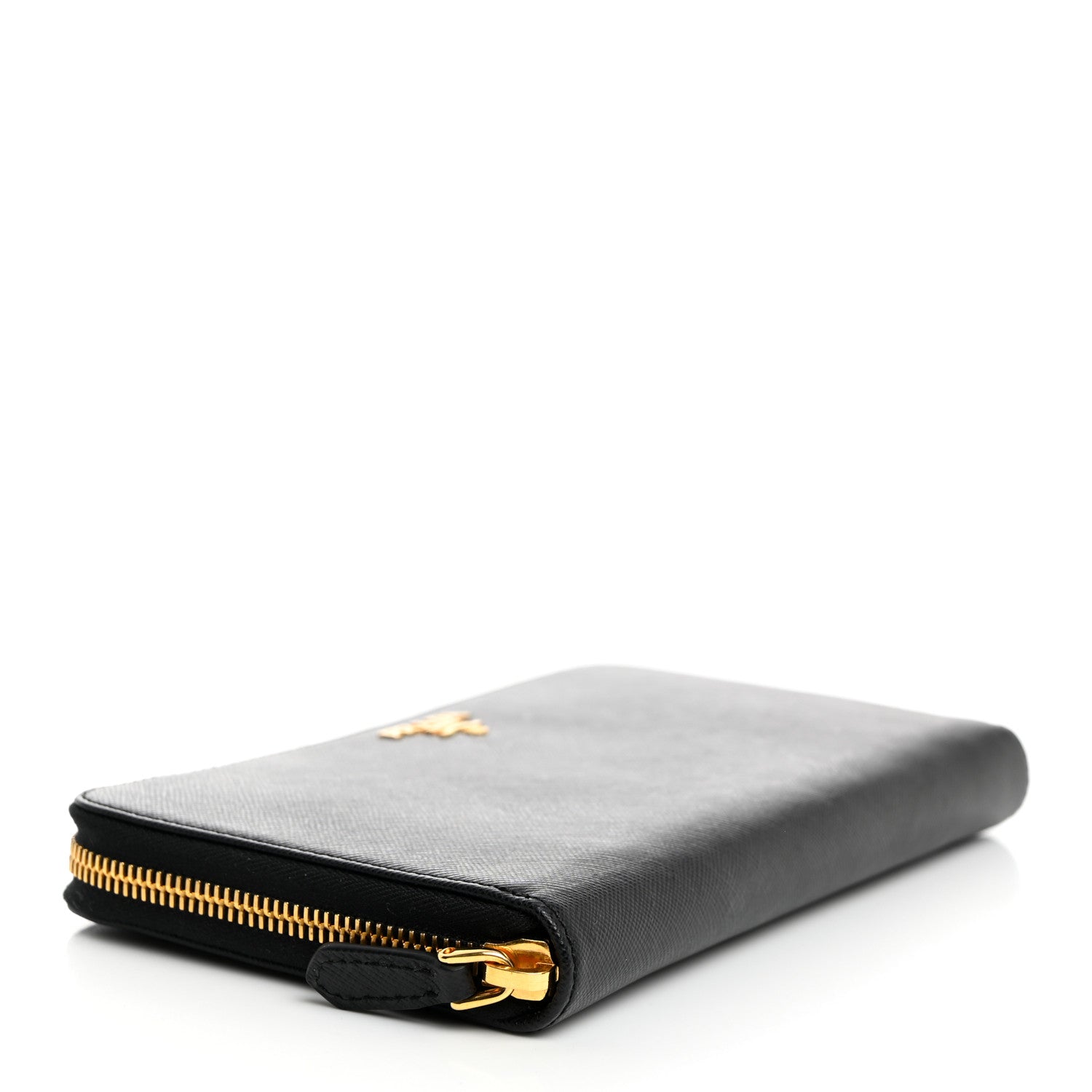 Prada Saffiano Metal Large Zip Around Travel Wallet Black 4 of 6