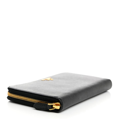 Prada Saffiano Metal Large Zip Around Travel Wallet Black 4 of 6