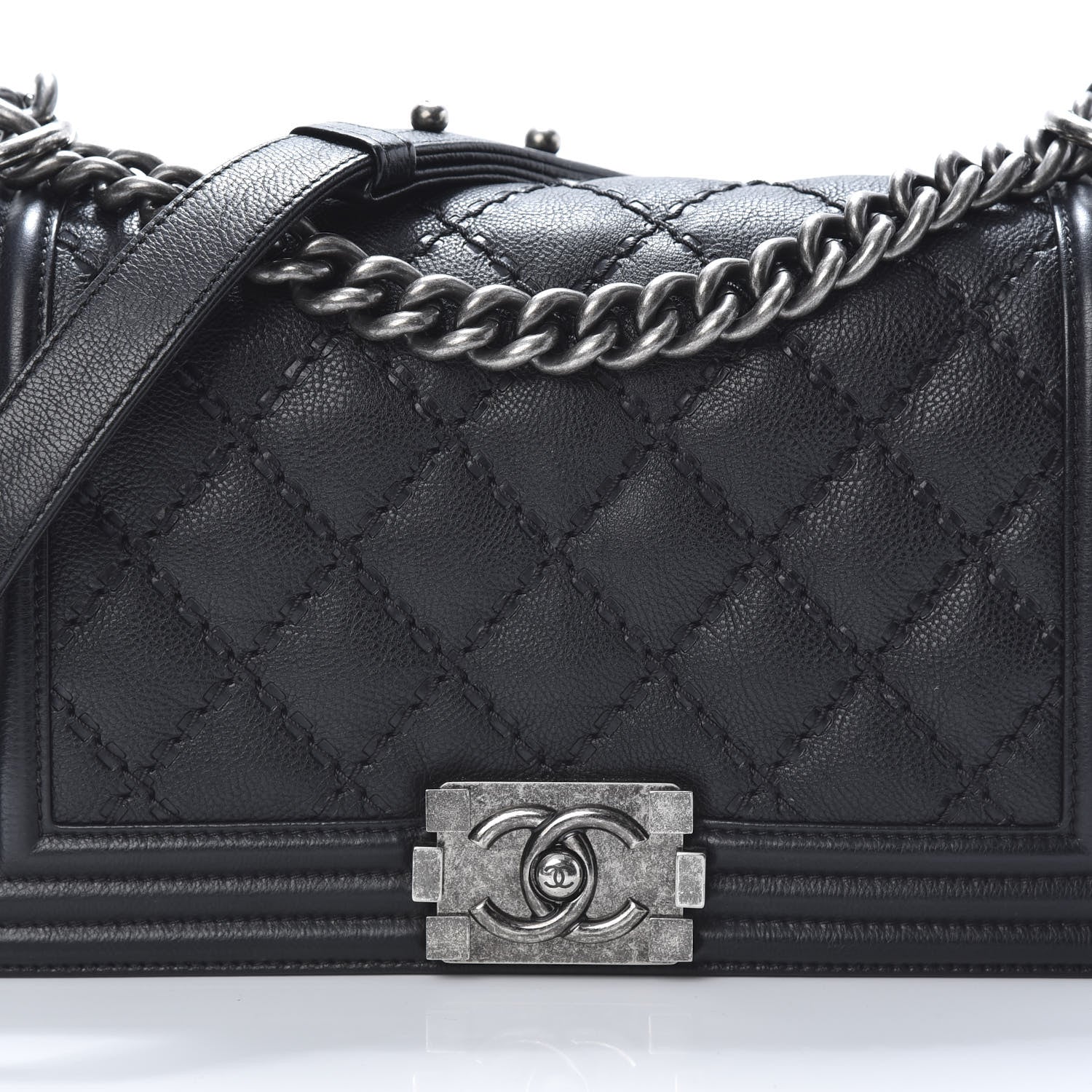 Chanel Calfskin Double Stitch Medium Boy Flap Black 8 of 12