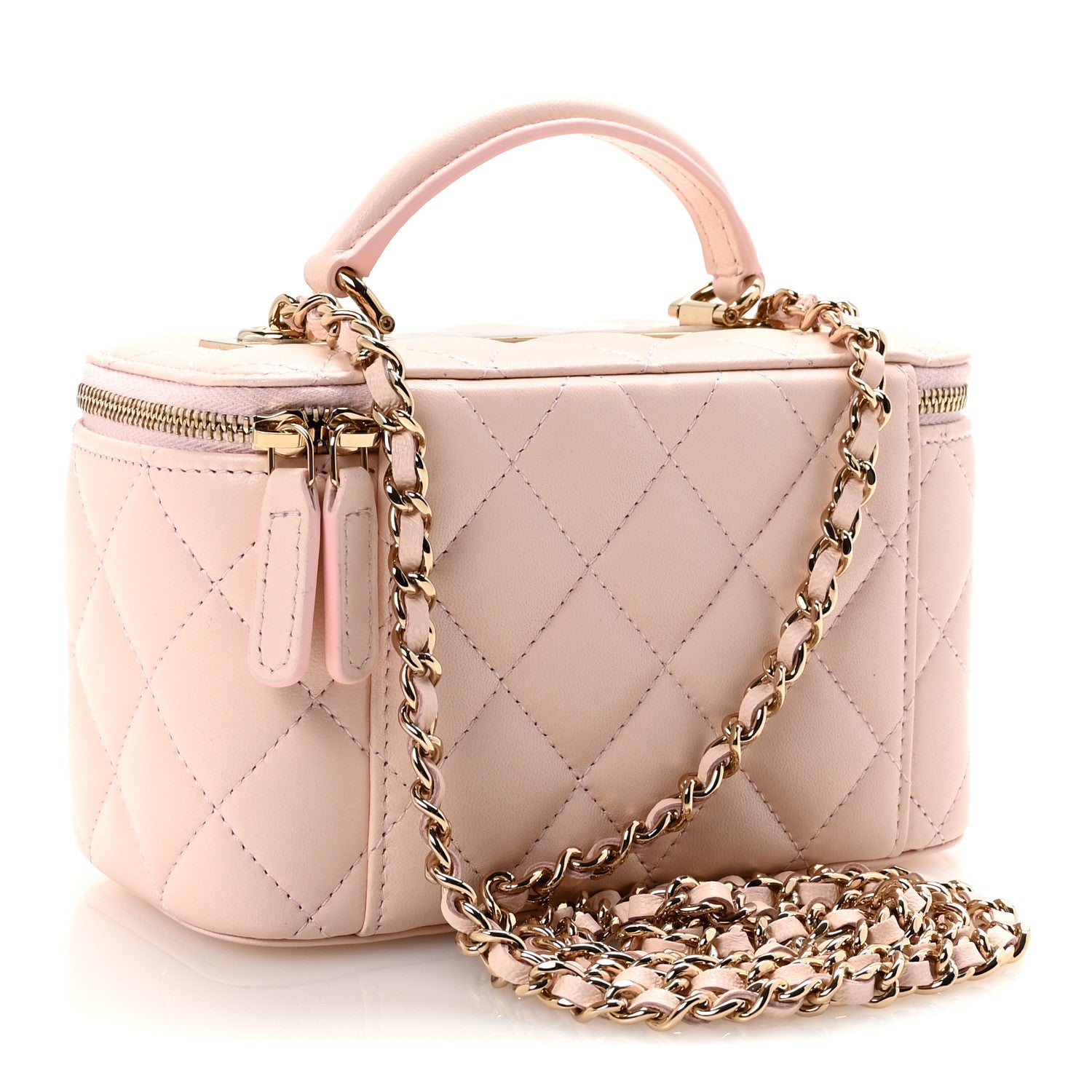 Chanel Lambskin Quilted Trendy Small Top Handle Vanity Case With Chain Light Pink 3 of 11