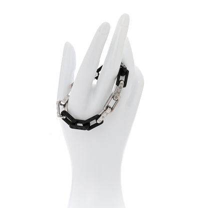 Louis Vuitton Metal Monogram Chain Bracelet Silver Black 2 of 6