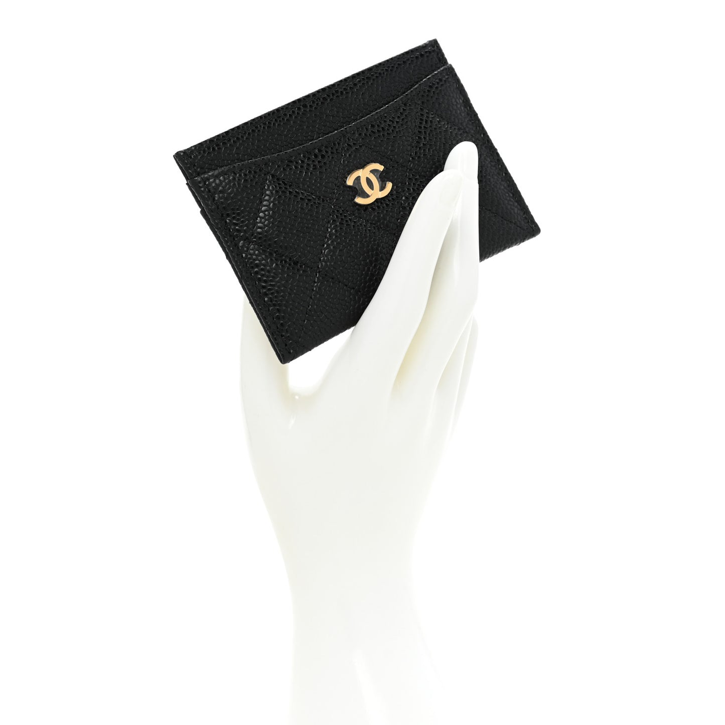 Caviar Quilted Card Holder Black