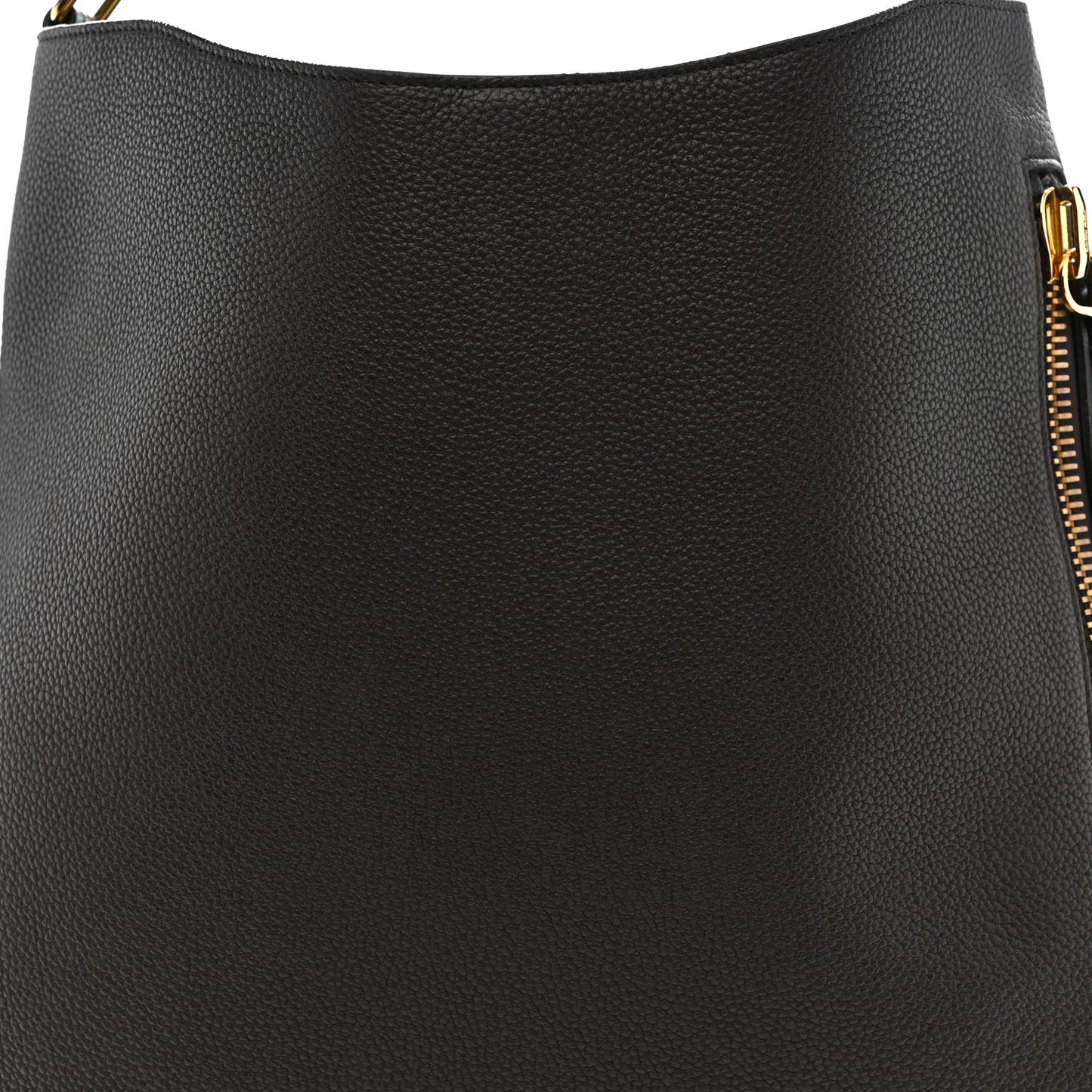 Pebbled Calfskin Large Alix Padlock Zip Hobo Bag Dark Brown