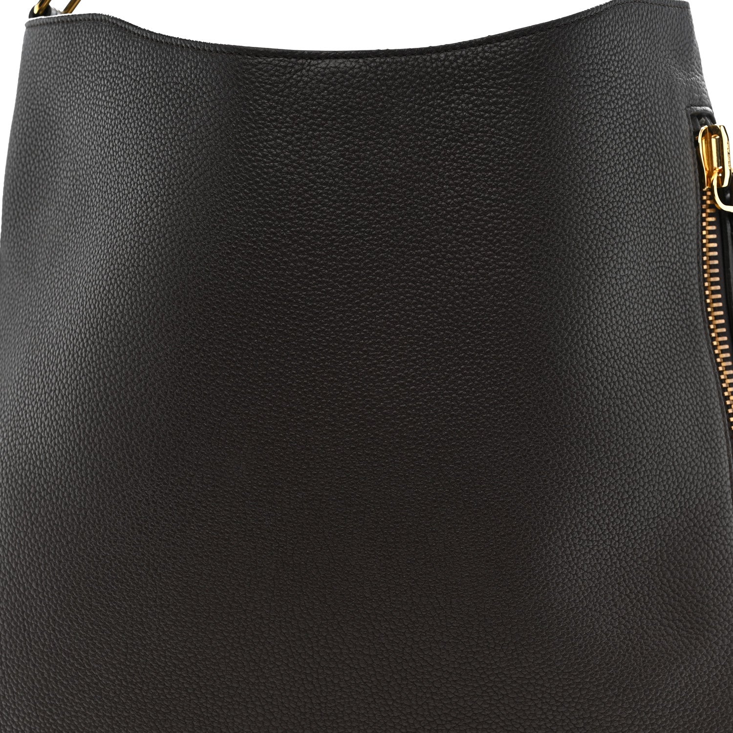 Tom Ford Pebbled Calfskin Large Alix Padlock Zip Hobo Bag Dark Brown 9 of 13