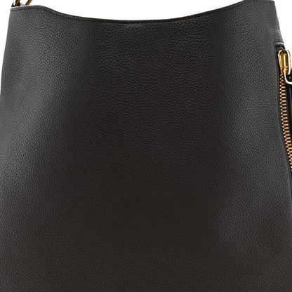 Tom Ford Pebbled Calfskin Large Alix Padlock Zip Hobo Bag Dark Brown 9 of 13