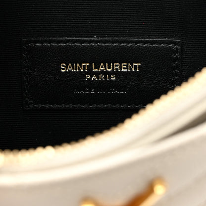 Saint Laurent Grain De Poudre Chevron Monogram Large Bill Pouch Blanc Vintage 5 of 9