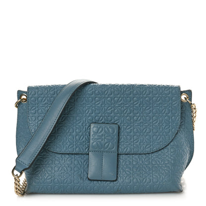 Loewe Goatskin Embossed Avenue Shoulder Bag Blue 1 of 11