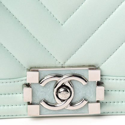 Chanel Iridescent Lambskin Chevron Quilted Small Boy Flap Turquoise 10 of 10