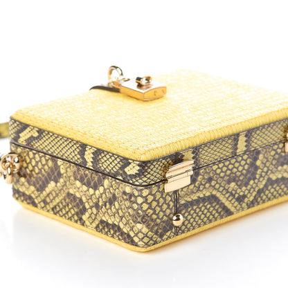 Dolce & Gabbana Python Raffia Padlock Box Bag Yellow 7 of 9