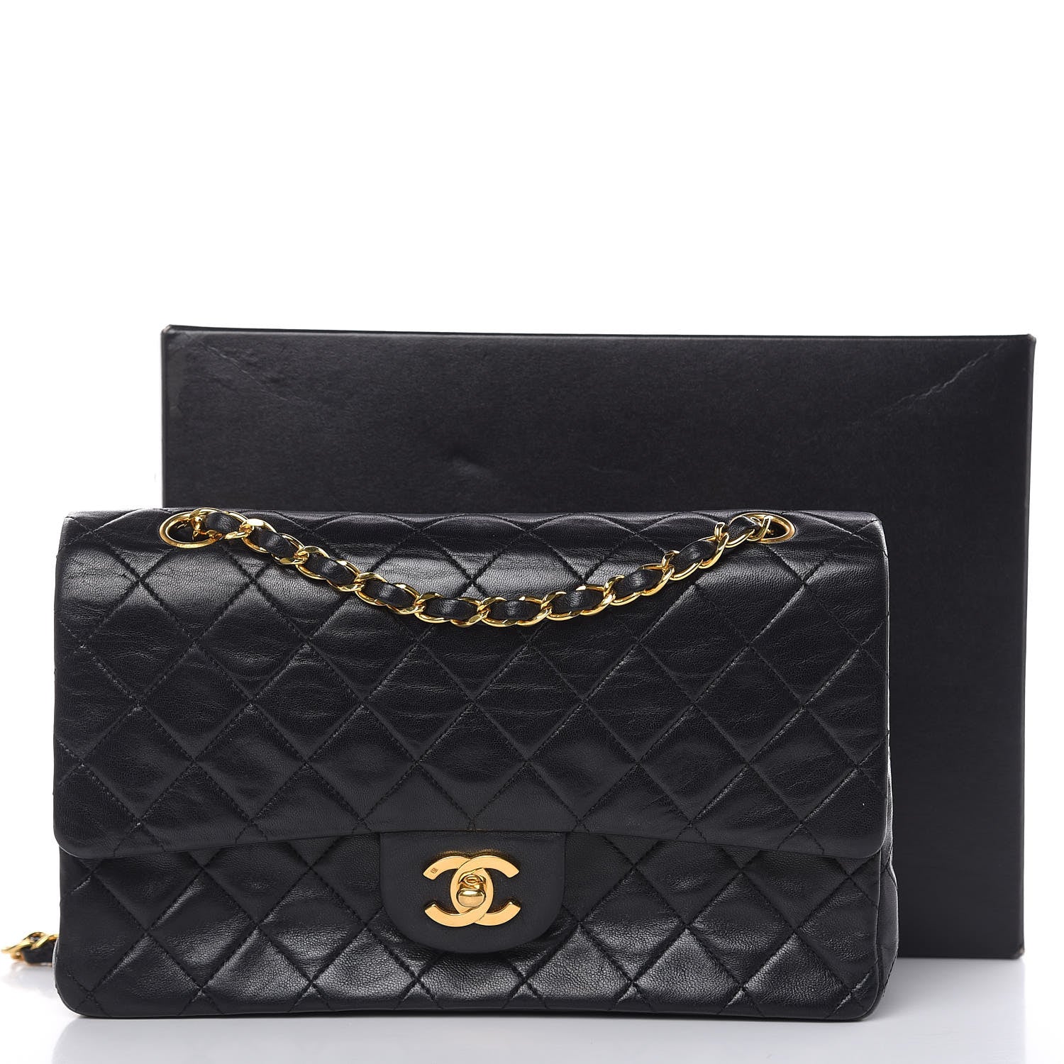 Chanel Lambskin Quilted Medium Double Flap Black 16 of 16