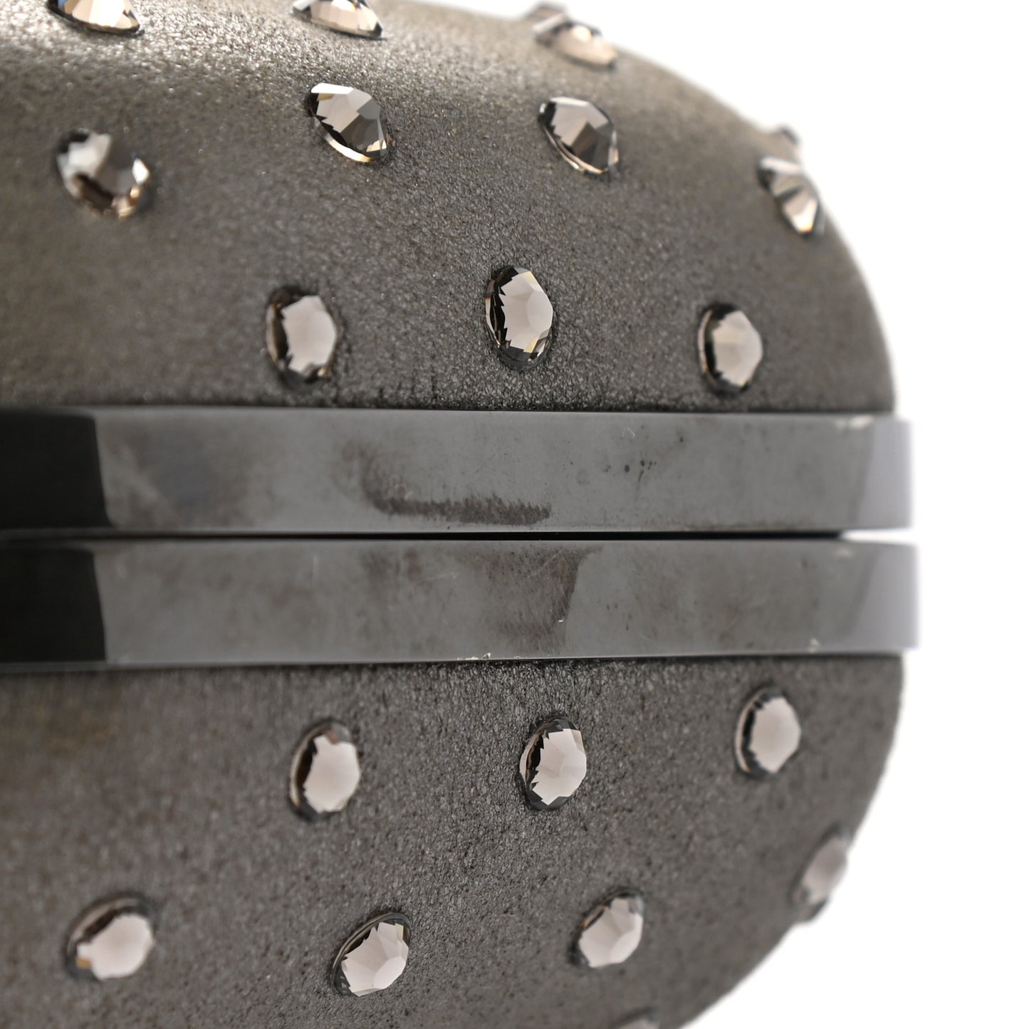 Crystal Embellished Suede Cloud Clutch Grey