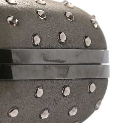 Jimmy Choo Crystal Embellished Suede Cloud Clutch Grey 7 of 7