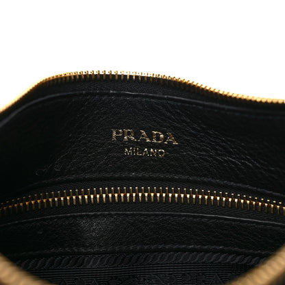 Prada Vitello Daino Zippered Messenger Hobo Black 6 of 12