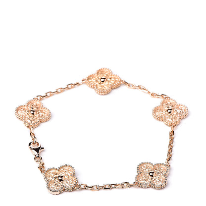 Van Cleef & Arpels 18K Rose Gold 5 Motifs Vintage Alhambra Bracelet 3 of 7